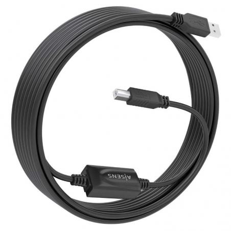 Cable Alargador USB 2.0 con Amplificador Aisens A101-0881/ USB Macho - USB Tipo-B Macho/ 10m/ Negro