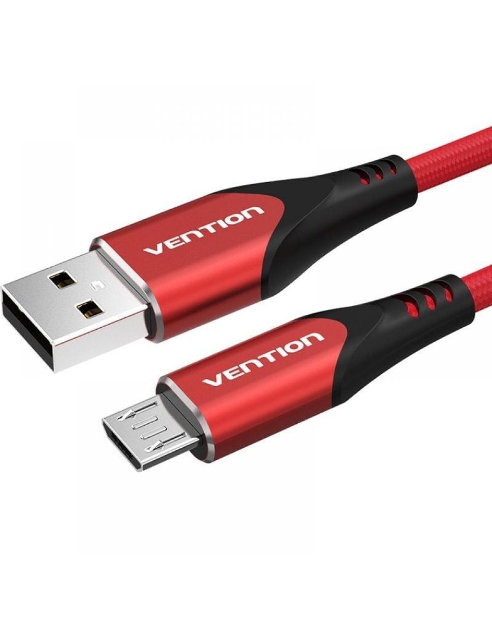 Cable USB 2.0 Vention COARG/ USB Macho - MicroUSB Macho/ Hasta 60W/ 480Mbps/ 1.5m/ Rojo