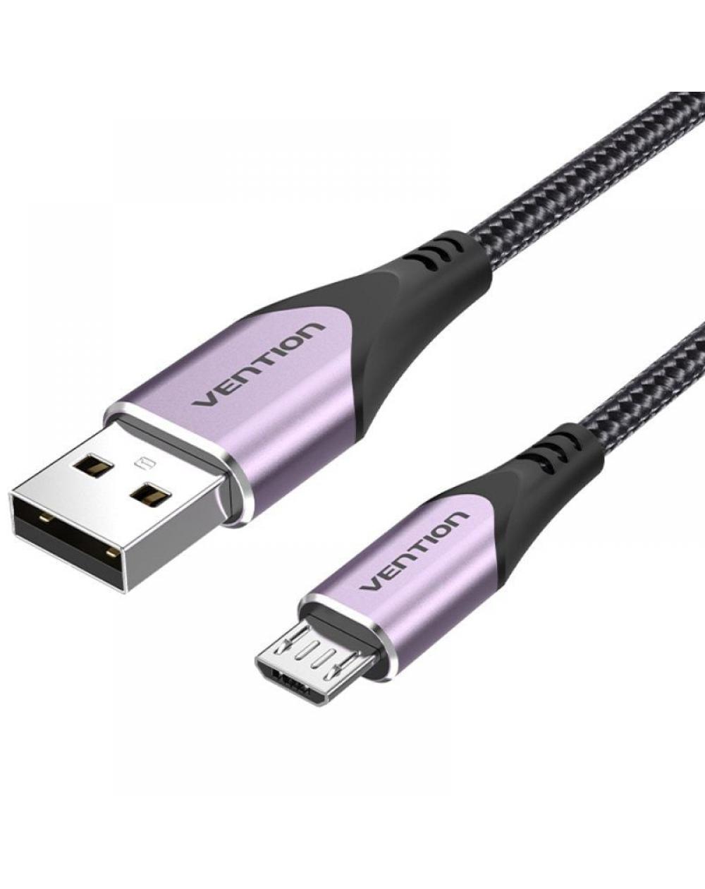 Cable USB 2.0 Vention COAVG/ USB Macho - MicroUSB Macho/ Hasta 60W/ 480Mbps/ 1.5m/ Purpura