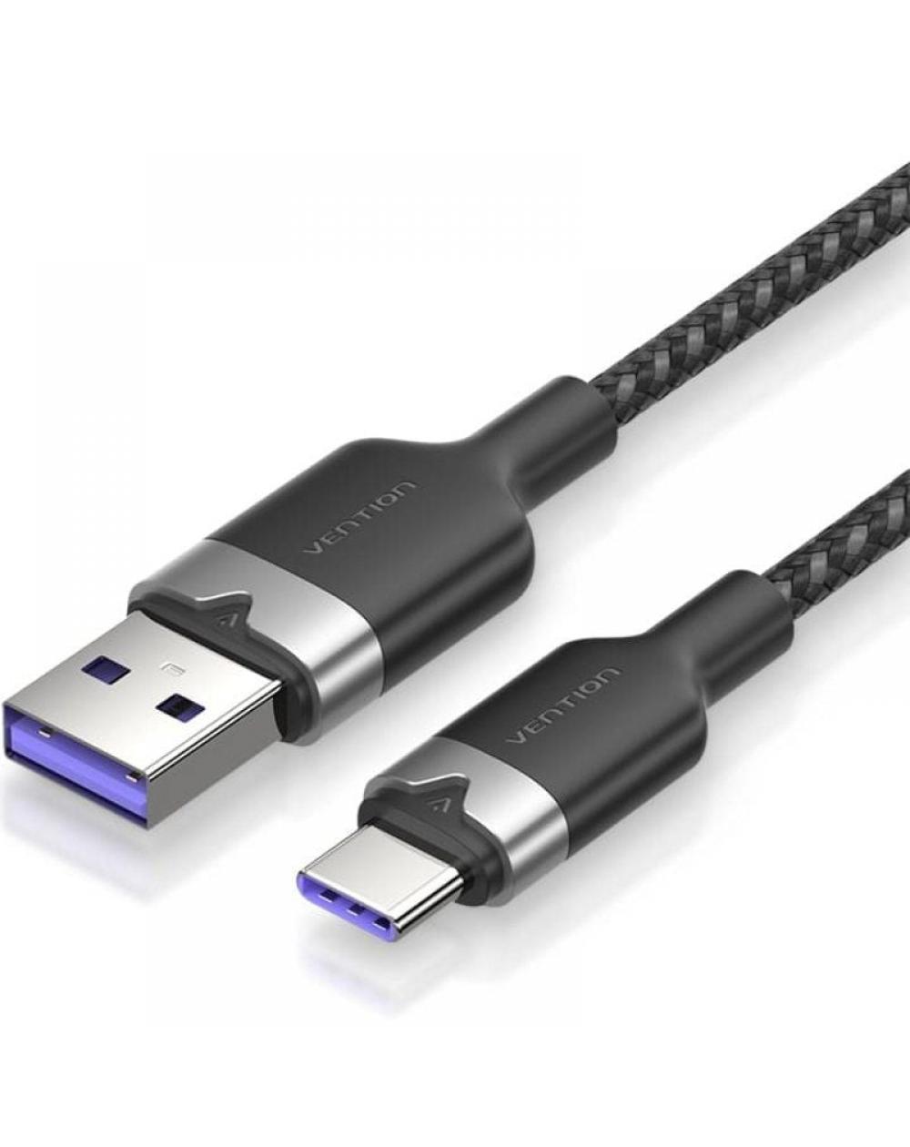 Cable USB 2.0 Tipo-C Vention CTOBF/ USB Tipo-C Macho - USB Macho/ Hasta 100W/ 480Mbps/ 1m/ Negro