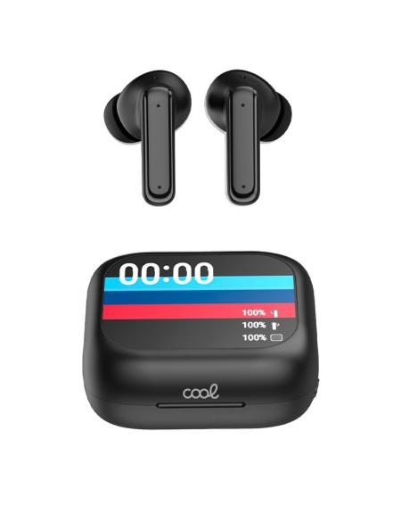 Auriculares Stereo Bluetooth Earbuds Lcd COOL Ambient Negro