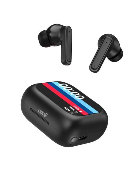 Auriculares Stereo Bluetooth Earbuds Lcd COOL Ambient Negro