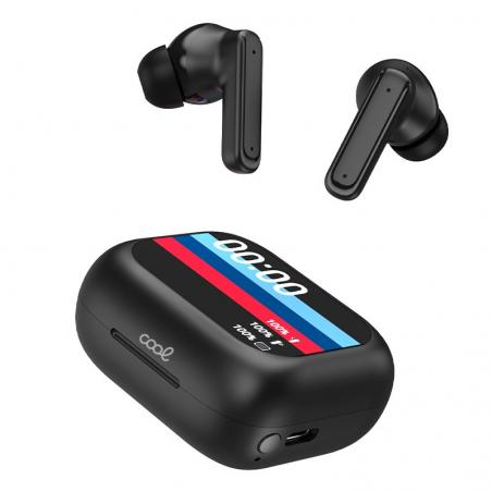 Auriculares Stereo Bluetooth Earbuds Lcd COOL Ambient Negro