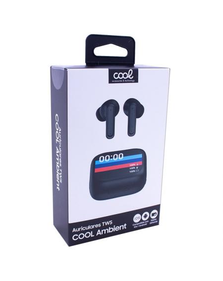 Auriculares Stereo Bluetooth Earbuds Lcd COOL Ambient Negro