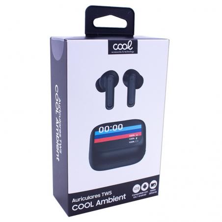 Auriculares Stereo Bluetooth Earbuds Lcd COOL Ambient Negro