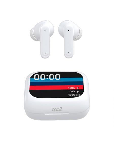 Auriculares Stereo Bluetooth Earbuds Lcd COOL Ambient Blanco