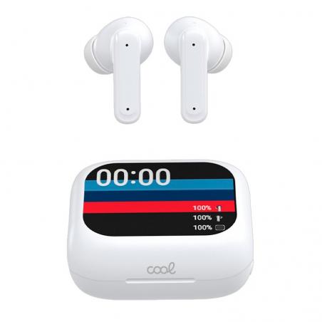 Auriculares Stereo Bluetooth Earbuds Lcd COOL Ambient Blanco