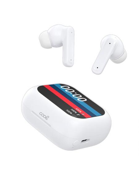 Auriculares Stereo Bluetooth Earbuds Lcd COOL Ambient Blanco