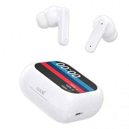 Auriculares Stereo Bluetooth Earbuds Lcd COOL Ambient Blanco