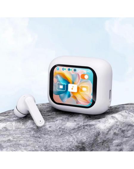 Auriculares Stereo Bluetooth Earbuds Lcd COOL Ambient Blanco