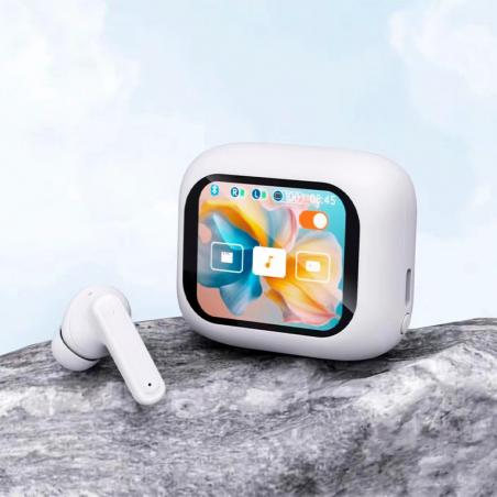 Auriculares Stereo Bluetooth Earbuds Lcd COOL Ambient Blanco