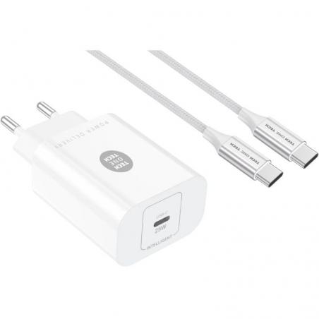 Cargador de Pared Tech One Tech TEC2266/ 1xUSB Tipo-C + Cable USB Tipo-C/ 3A/ Blanco