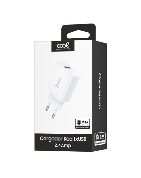 Cargador Red Adaptador 1x USB Universal COOL (2.4 Amp) Blanco