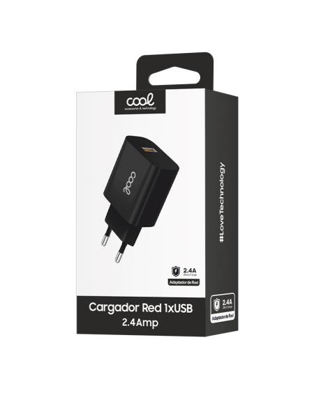 Cargador Red Adaptador 1x USB Universal COOL (2.4 Amp) Negro