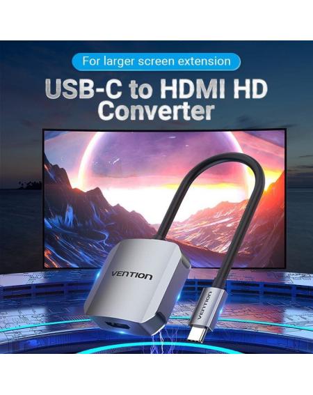 Conversor Vention TDEHB/ USB Tipo-C Macho - HDMI Hembra/ 15cm/ Plata