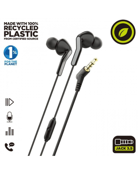 Auriculares Intrauditivos Muvit For Change MCHPH0004/ con Micrófono/ Jack 3.5/ Negros