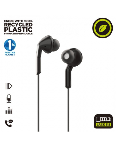 Auriculares Intrauditivos Muvit For Change MCHPH0004/ con Micrófono/ Jack 3.5/ Negros