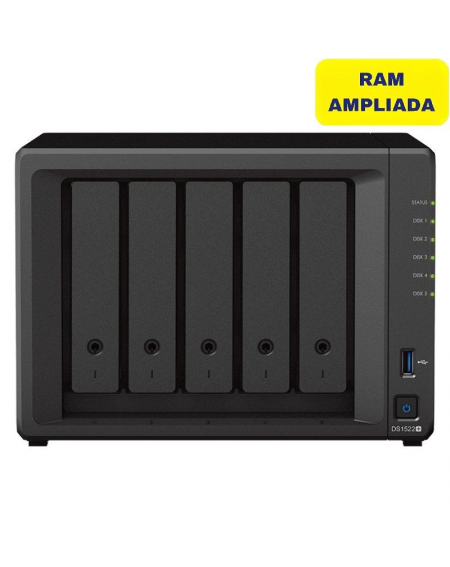 NAS Synology Diskstation DS1522+/ 5 Bahía 3.5'- 2.5'/ 16GB DDR4/ Formato Torre