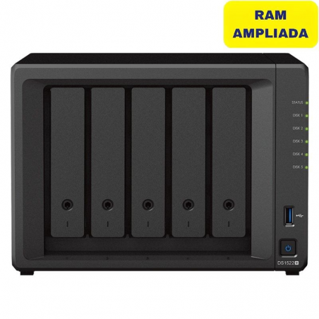 NAS Synology Diskstation DS1522+/ 5 Bahía 3.5'- 2.5'/ 16GB DDR4/ Formato Torre