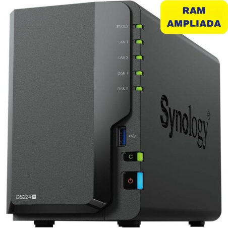 NAS Synology Diskstation DS224+/ 2 Bahías 3.5'- 2.5'/ 6GB DDR4/ Formato Torre