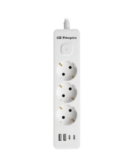 Regleta con Interruptor Orbegozo EN 3100/ 3 Tomas de Corriente/ 2 USB/ 2 USB Tipo-C/ Cable 1.4m/ Blanca