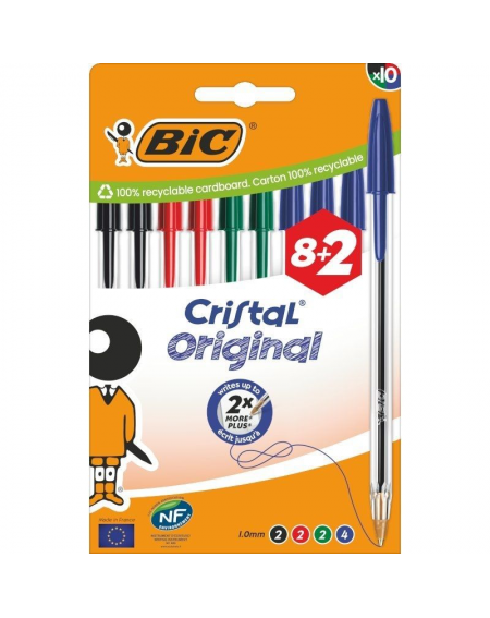 Bolígrafos de Tinta de Aceite Bic Cristal Original 516355/ 10 unidades/ Colores Surtidos