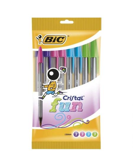 Bolígrafos de Tinta de Aceite Bic Cristal Fun 921342/ 10 unidades/ Colores Surtidos