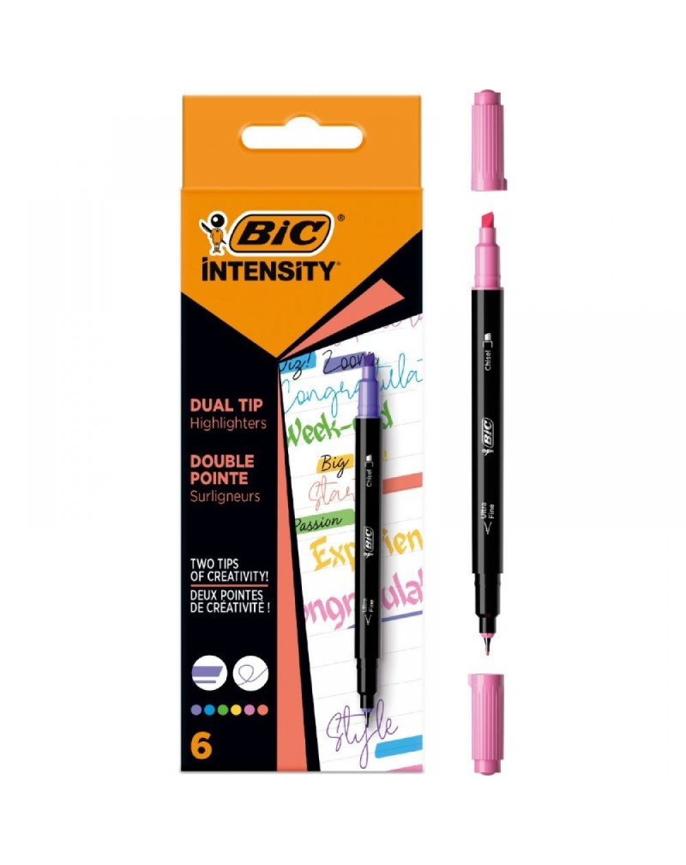 Marcadores Punta Biselada y Punta Fina Bic Intensity Dual Tip 503828/ Colores Surtidos