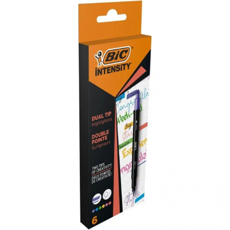 Marcadores Punta Biselada y Punta Fina Bic Intensity Dual Tip 503828/ Colores Surtidos