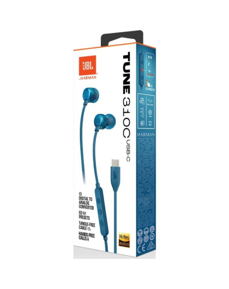 Auriculares Intrauditivos JBL Tune 310C/ con Micrófono/ Azules