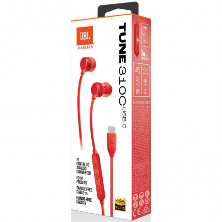 Auriculares Intrauditivos JBL Tune 310C/ con Micrófono/ Rojos