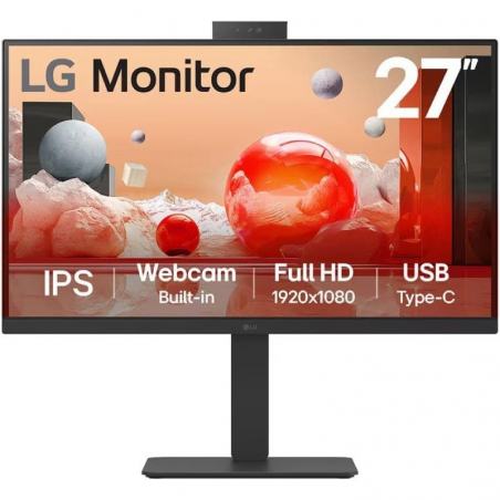 Monitor Profesional LG 27BA850-B 27'/ Full HD/ Webcam/ Multimedia/ Regulable en altura/ Negro